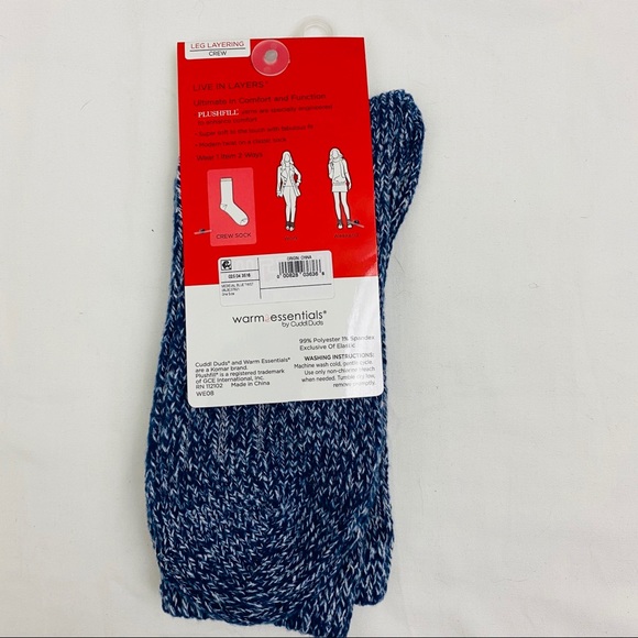 Cuddl Duds Twisted Ribbed Crew Socks Marled Brown - Picture 6 of 8